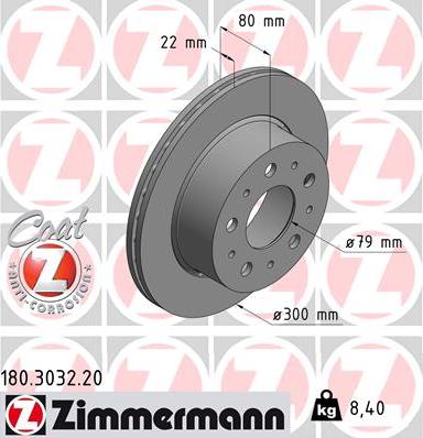 Zimmermann 180.3032.20 - Brake Disc autospares.lv