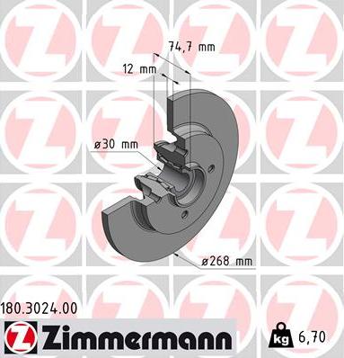 Zimmermann 180.3024.00 - Brake Disc autospares.lv