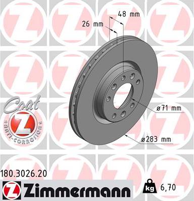 Zimmermann 180.3026.20 - Brake Disc autospares.lv