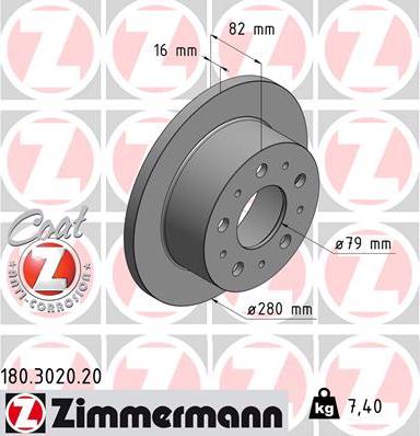 Zimmermann 180.3020.20 - Brake Disc autospares.lv