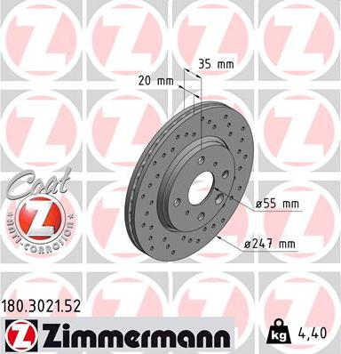 Zimmermann 180.3021.52 - Brake Disc autospares.lv