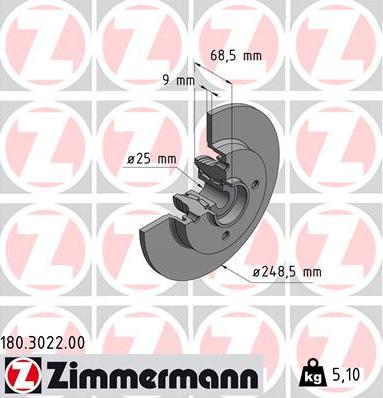 Zimmermann 180.3022.00 - Brake Disc autospares.lv