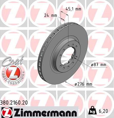 Zimmermann 380.2160.20 - Brake Disc autospares.lv