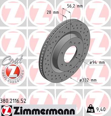 Zimmermann 380.2116.52 - Brake Disc autospares.lv