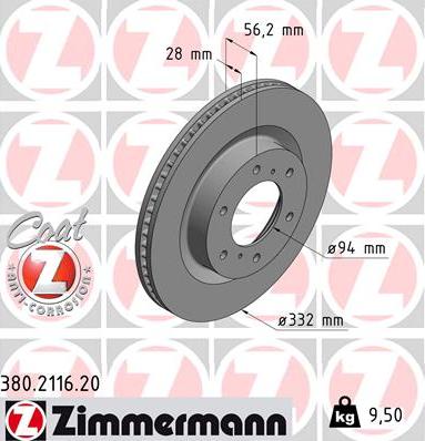 Zimmermann 380.2116.20 - Brake Disc autospares.lv