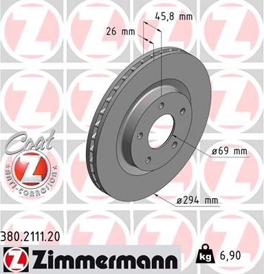 Zimmermann 380.2111.20 - Brake Disc autospares.lv