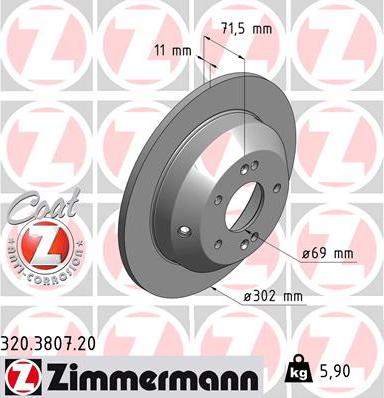 Zimmermann 320.3807.20 - Brake Disc autospares.lv