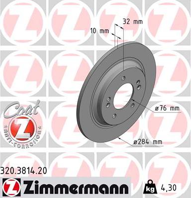 Zimmermann 320.3814.20 - Brake Disc autospares.lv