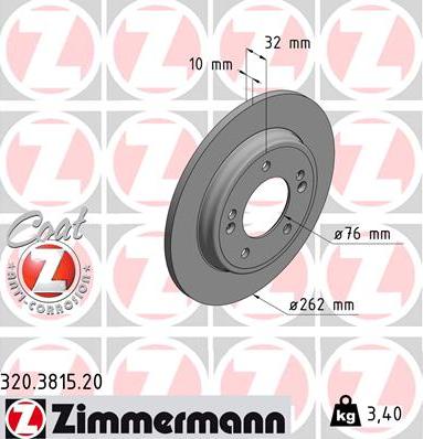 Zimmermann 320.3815.20 - Brake Disc autospares.lv