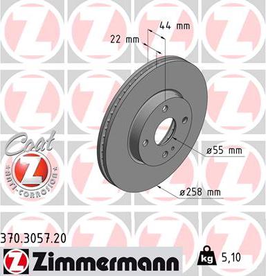 Zimmermann 370.3057.20 - Brake Disc autospares.lv