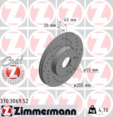 Zimmermann 370.3069.52 - Brake Disc autospares.lv