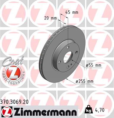 Zimmermann 370.3069.20 - Brake Disc autospares.lv