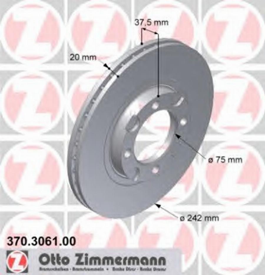 Zimmermann 370306100 - Brake Disc autospares.lv