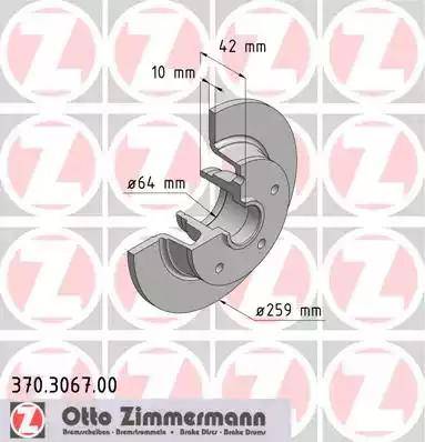 Zimmermann 370.3067.00 - Brake Disc autospares.lv