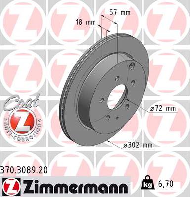 Zimmermann 370.3089.20 - Brake Disc autospares.lv