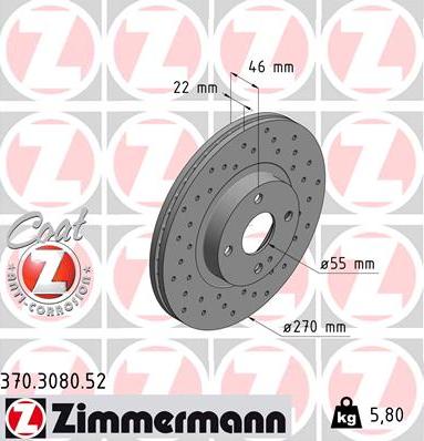 Zimmermann 370.3080.52 - Brake Disc autospares.lv