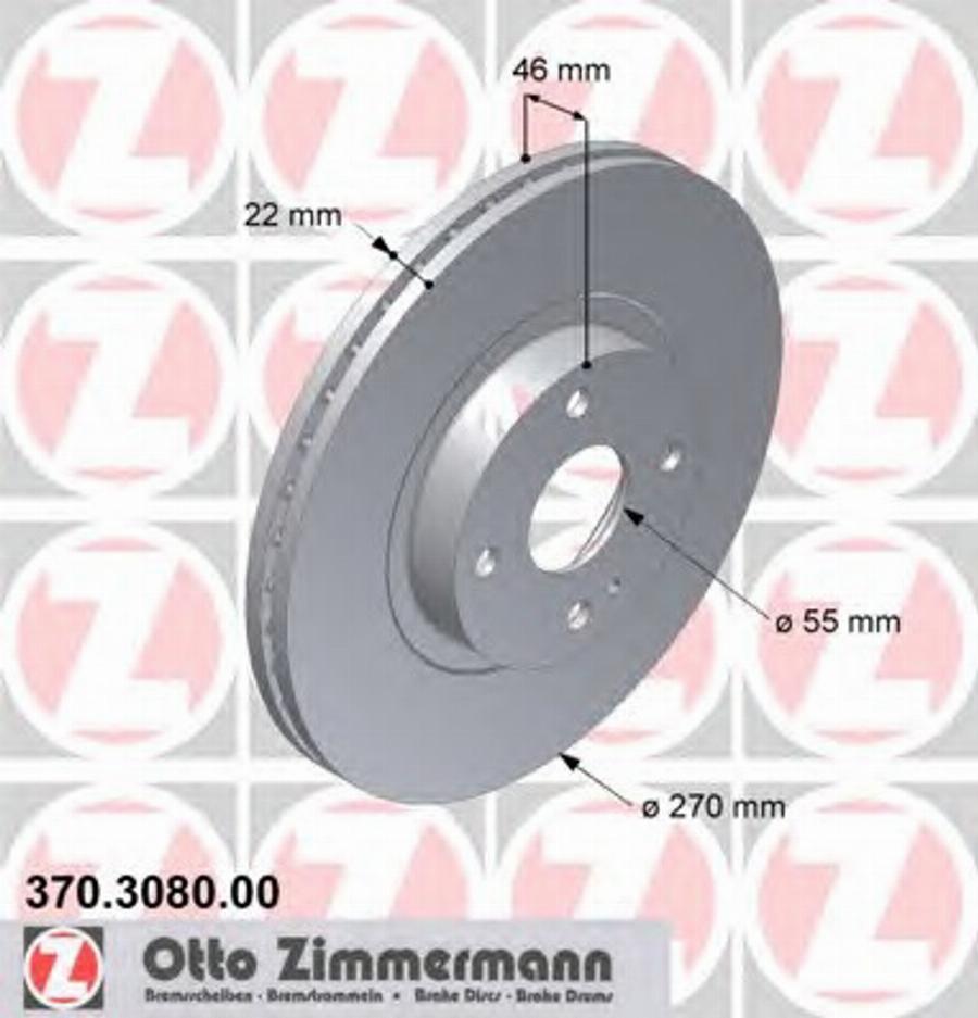 Zimmermann 370.3080.00 - Brake Disc autospares.lv