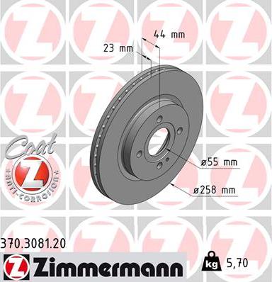 Zimmermann 370.3081.20 - Brake Disc autospares.lv