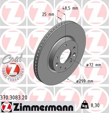 Zimmermann 370.3083.20 - Brake Disc autospares.lv