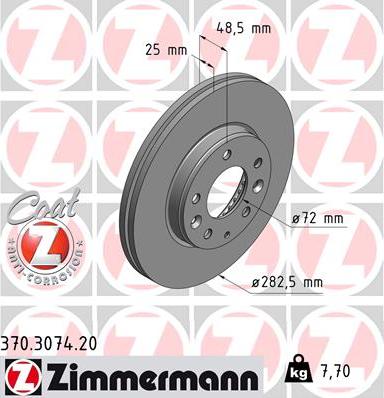 Zimmermann 370.3074.20 - Brake Disc autospares.lv