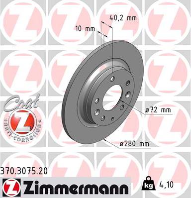 Zimmermann 370.3075.20 - Brake Disc autospares.lv