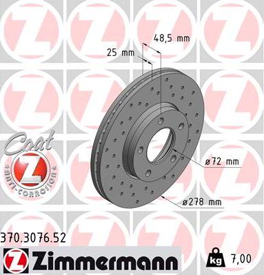 Zimmermann 370.3076.52 - Brake Disc autospares.lv