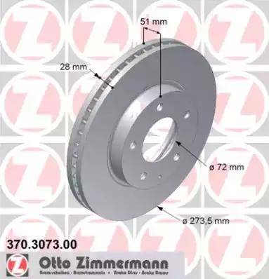 Zimmermann 370.3073.00 - Brake Disc autospares.lv