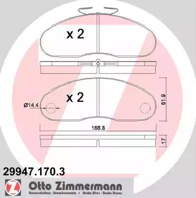 Zimmermann 29947.170.3 - Brake Pad Set, disc brake autospares.lv