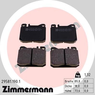 Zimmermann 29581.190.1 - Brake Pad Set, disc brake autospares.lv