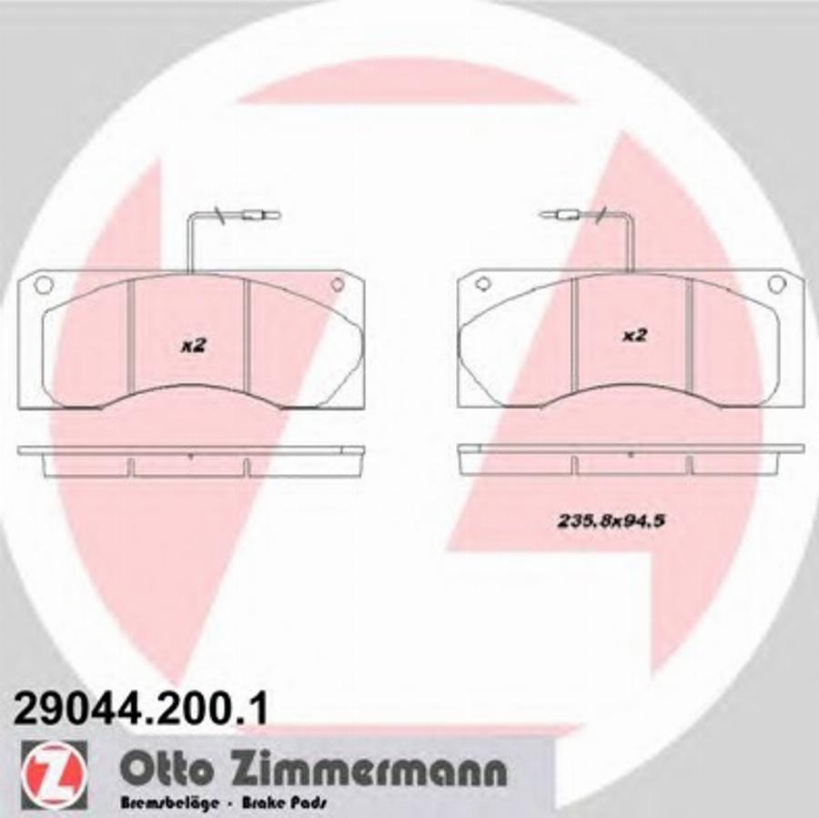 Zimmermann 29044.200.1 - Brake Pad Set, disc brake autospares.lv