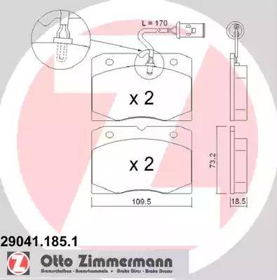 Zimmermann 29041.185.1 - Brake Pad Set, disc brake autospares.lv