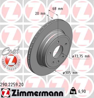 Zimmermann 290.2259.20 - Brake Disc autospares.lv