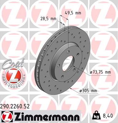 Zimmermann 290.2260.52 - Brake Disc autospares.lv