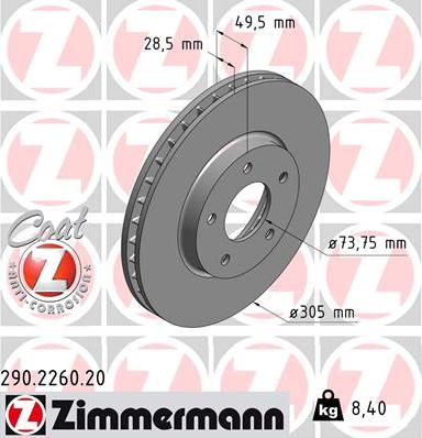 Zimmermann 290.2260.20 - Brake Disc autospares.lv