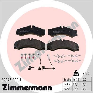 Zimmermann 29076.200.1 - Brake Pad Set, disc brake autospares.lv