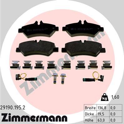 Zimmermann 29190.195.2 - Brake Pad Set, disc brake autospares.lv