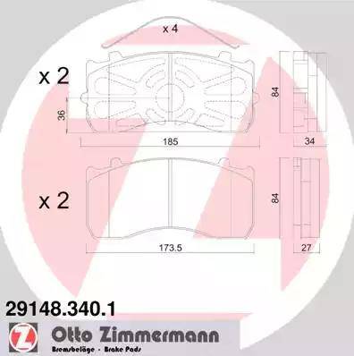 Zimmermann 29148.340.1 - Brake Pad Set, disc brake autospares.lv