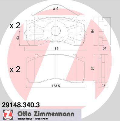 Zimmermann 29148.340.3 - Brake Pad Set, disc brake autospares.lv