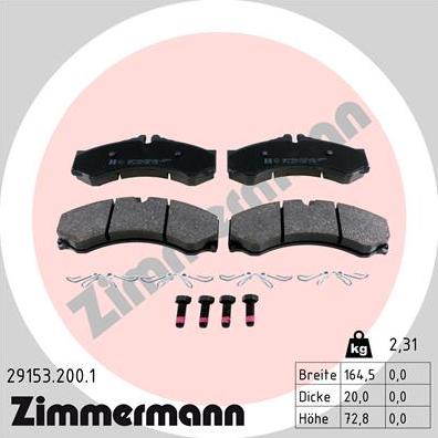 Zimmermann 29153.200.1 - Brake Pad Set, disc brake autospares.lv