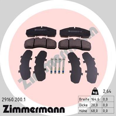 Zimmermann 29160.200.1 - Brake Pad Set, disc brake autospares.lv