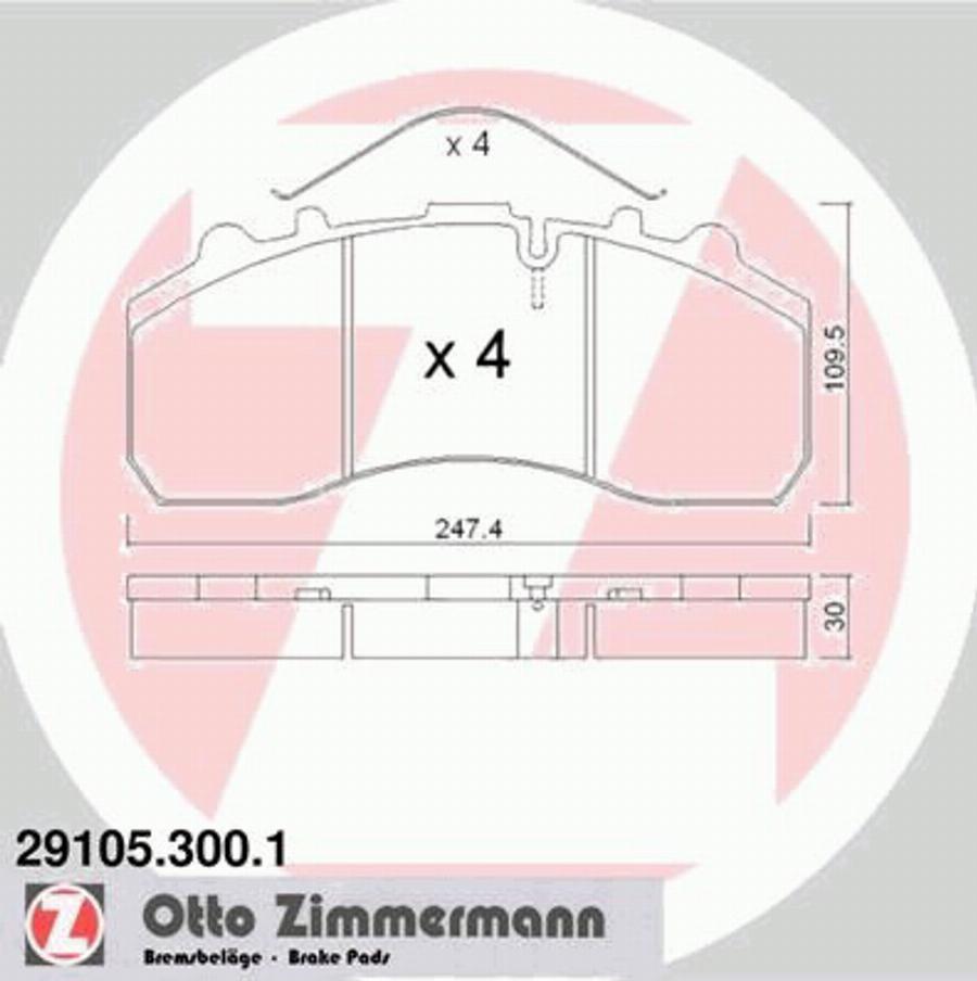 Zimmermann 291053001 - Brake Pad Set, disc brake autospares.lv