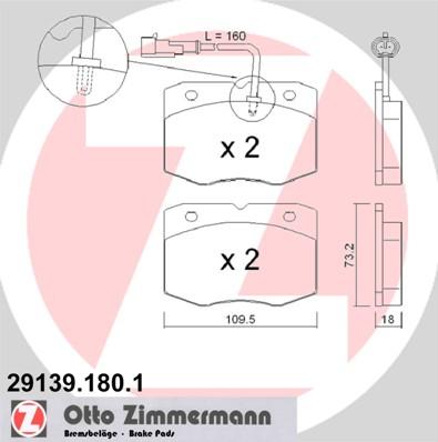 Zimmermann 29139.180.1 - Brake Pad Set, disc brake autospares.lv