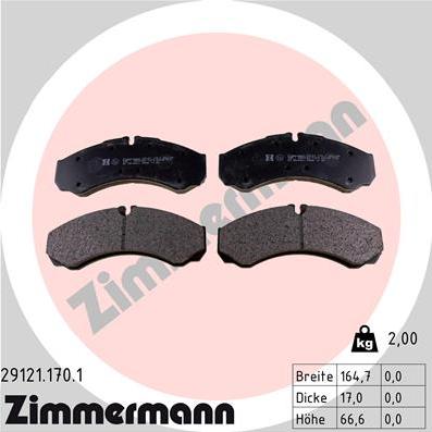 Zimmermann 29121.170.1 - Brake Pad Set, disc brake autospares.lv