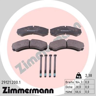 Zimmermann 29121.200.1 - Brake Pad Set, disc brake autospares.lv