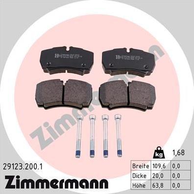 Zimmermann 29123.200.1 - Brake Pad Set, disc brake autospares.lv