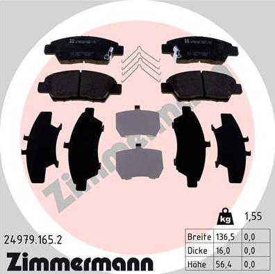 Zimmermann 24979.165.2 - Brake Pad Set, disc brake autospares.lv