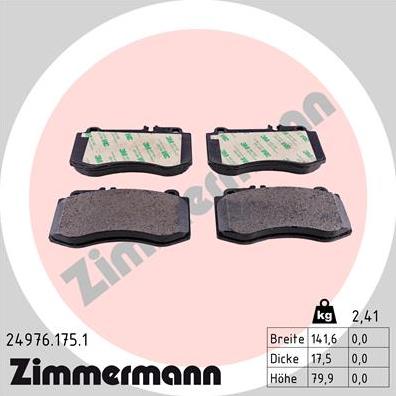 Zimmermann 24976.175.1 - Brake Pad Set, disc brake autospares.lv