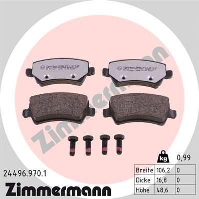 Zimmermann 24496.970.1 - Brake Pad Set, disc brake autospares.lv