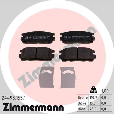Zimmermann 24498.155.1 - Brake Pad Set, disc brake autospares.lv