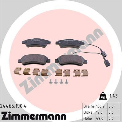 Zimmermann 24465.190.4 - Brake Pad Set, disc brake autospares.lv